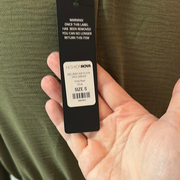 NWT Olive Green Long Sleeve Dress - Picture 3 of 3